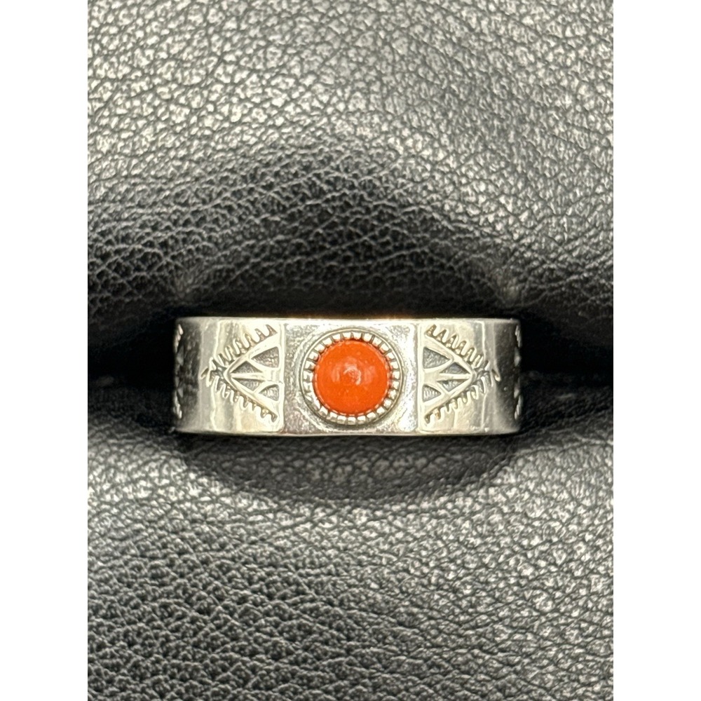 New Condition Sterling Silver Coral Ring Arrows Size 7 925 F8